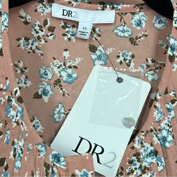 DR2 by Daniel Rainn Ditsy Floral Pintuck Cap Sleeve Blouse, Size XS Dusty Rose - Picture 10 of 12